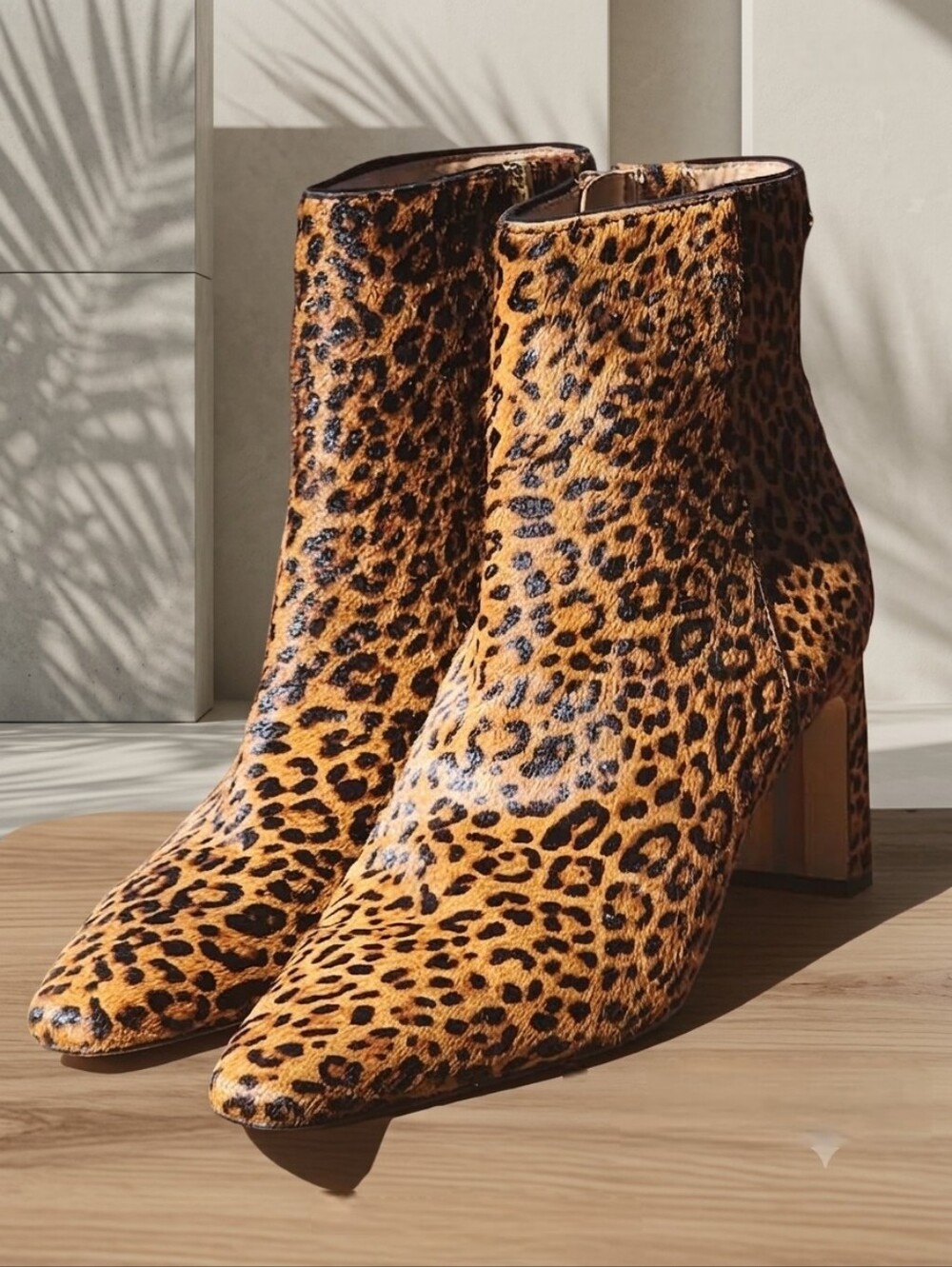 Sam Edelman Women's Leopard Print Pointed Toe Ankle Booties Size 10